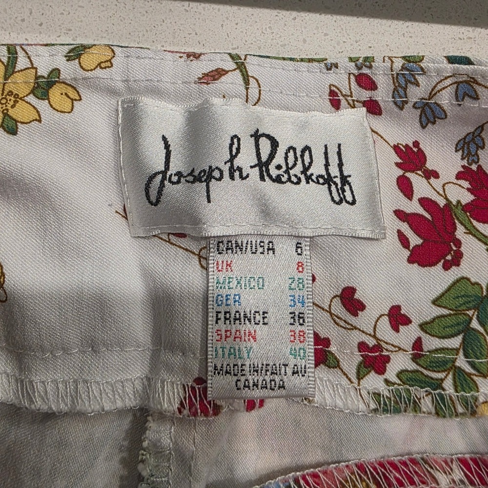 Joseph Ribkoff Floral Print Pants Women Size 6 High Waist Cropped Leg - Picture 6 of 9